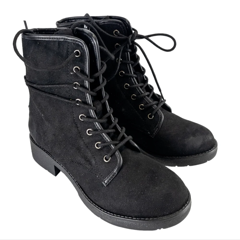 Rock & Candy by Zigi Hurley Faux Suede Ankle Lace-up Boots Black -7 - Picture 7 of 9